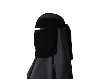 Short One Layer Niqab, Single Layer Niqab, 1 Layer Niqab, Niqab Veil, Black Niqab, Khimar Niqab, Chiffon Niqab