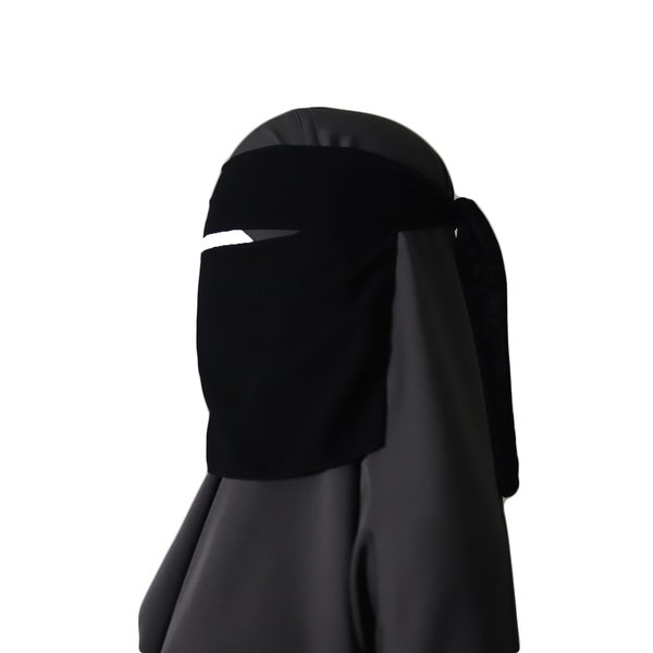 Short One Layer Niqab, Single Layer Niqab, 1 Layer Niqab, Niqab Veil, Black Niqab, Khimar Niqab, Chiffon Niqab