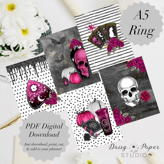 A5 RING Spooky Vibes Set of 5 Printable Planner Dashboards