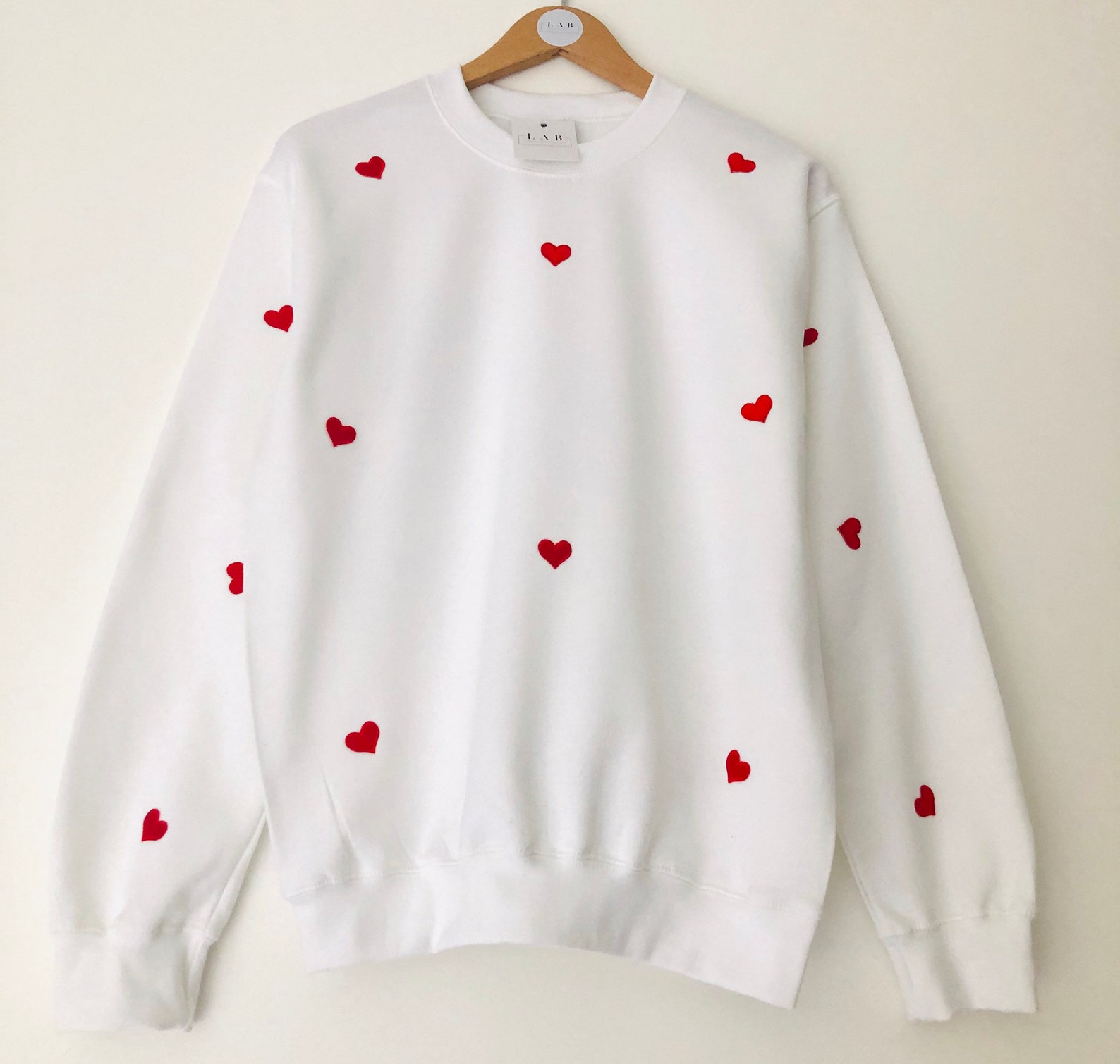 Embroidered Hearts Jumper Etsy