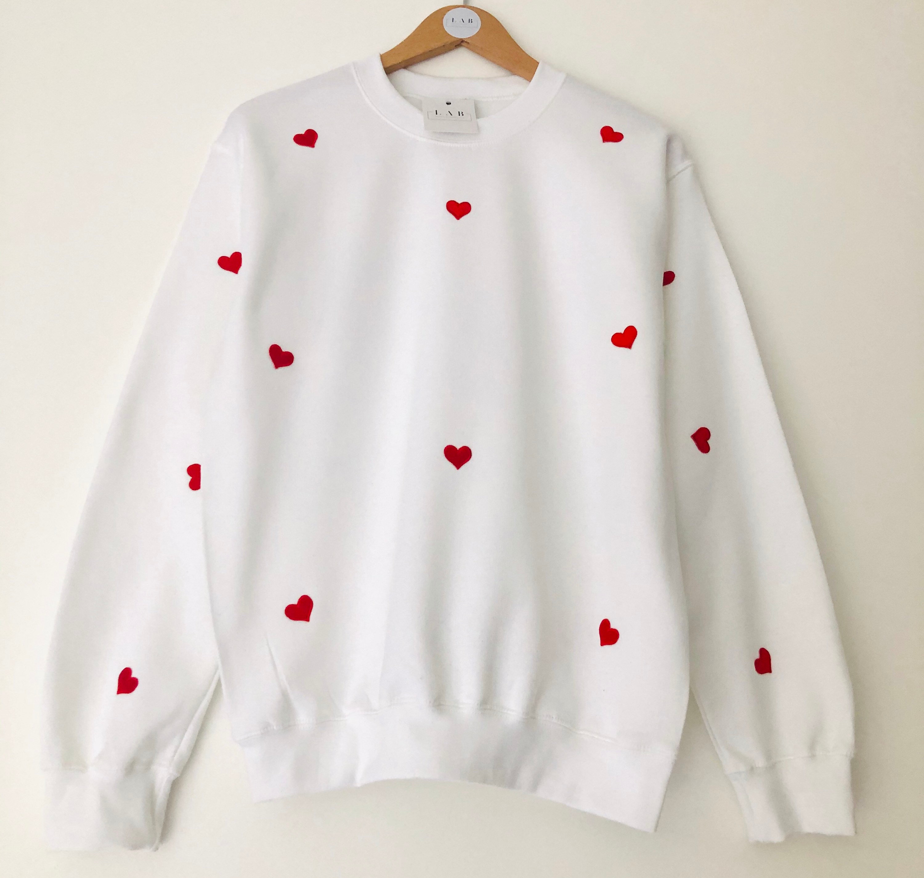 Embroidered Hearts Jumper - Etsy UK