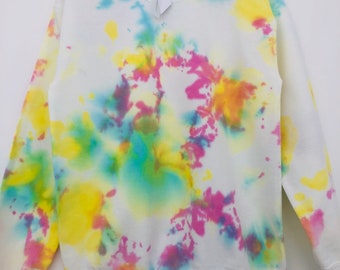 Multicoloured tie dye rainbow jumper sweater