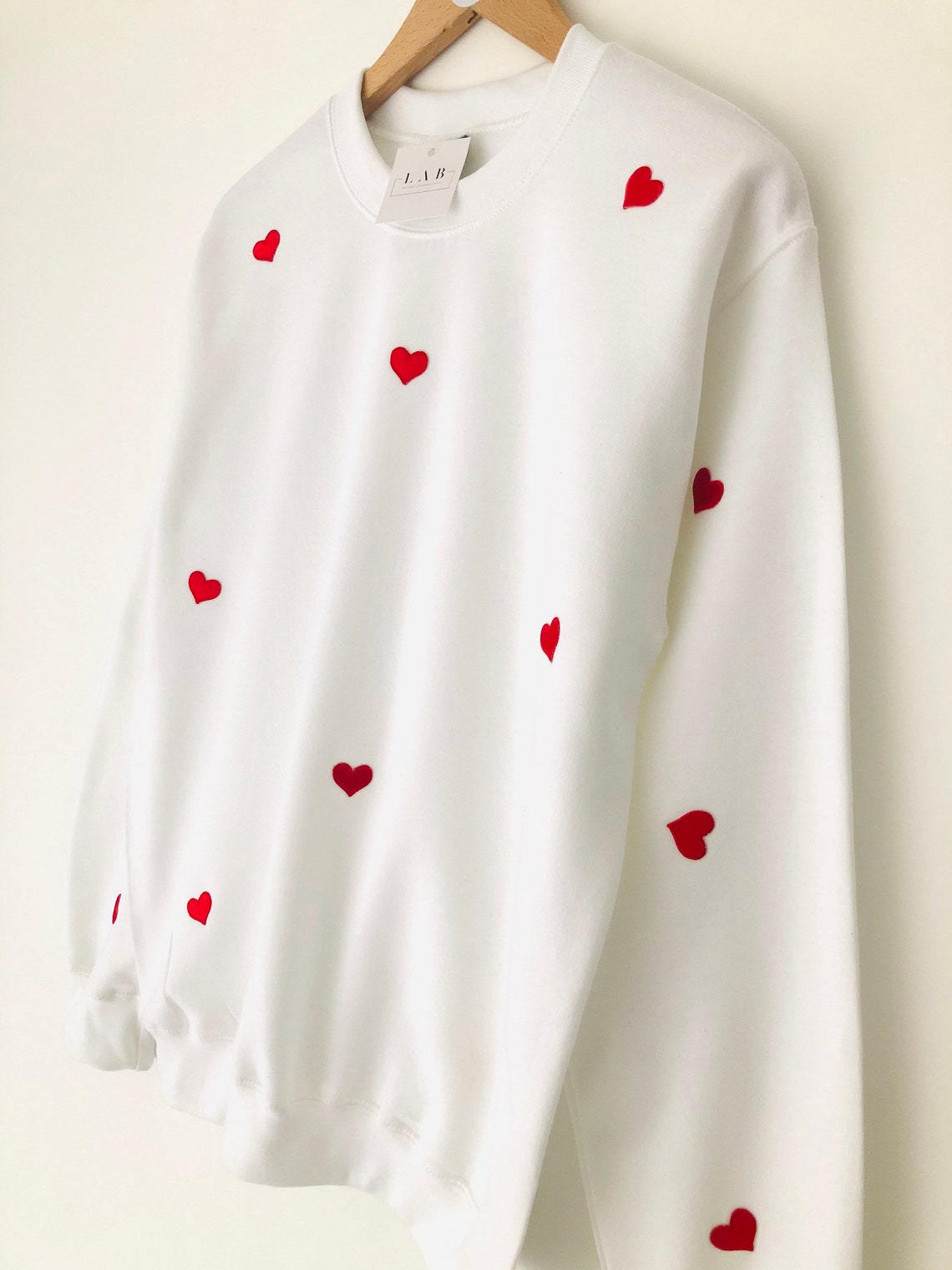 Embroidered hearts jumper Etsy