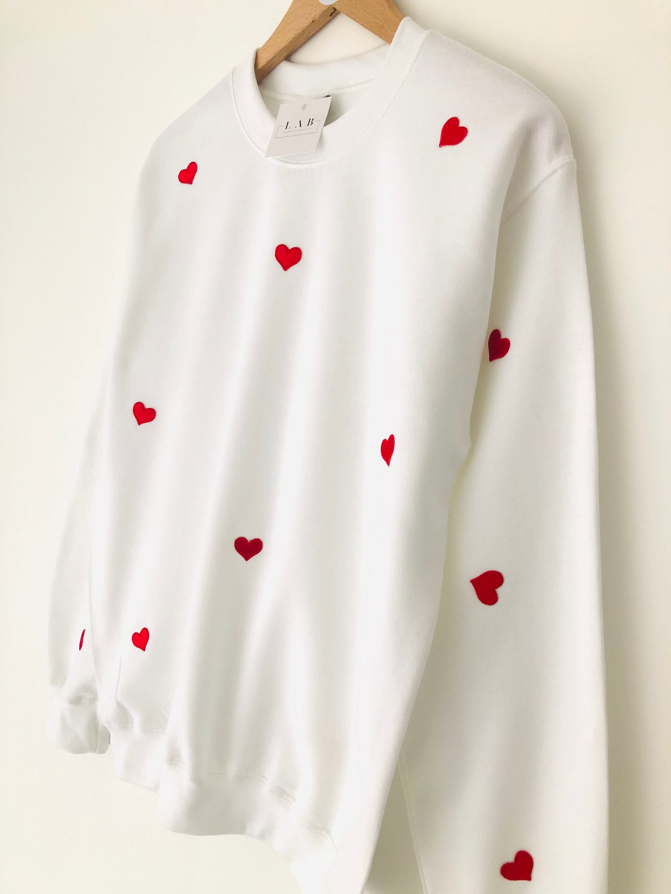 Embroidered Hearts Jumper - Etsy UK