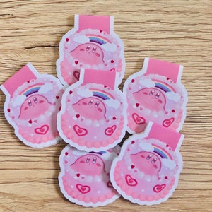 Cute Kirby Cake Magnetic Bookmark | Poyo