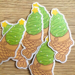Taiyaki Matcha Ice Cream Christmas Tree Sticker