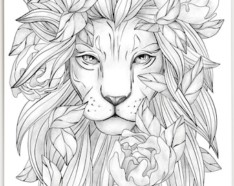 Download Lion Colouring Pages Etsy