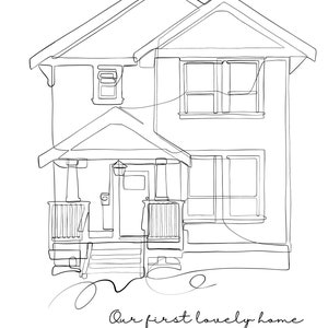 Custom line drawing house portrait house from photo | Etsy