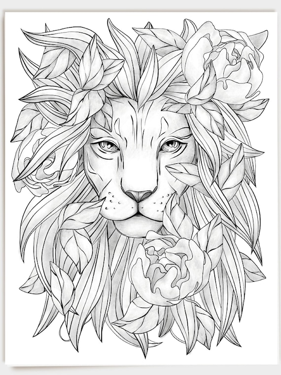 Lion coloring pages printable coloring pages adult Etsy