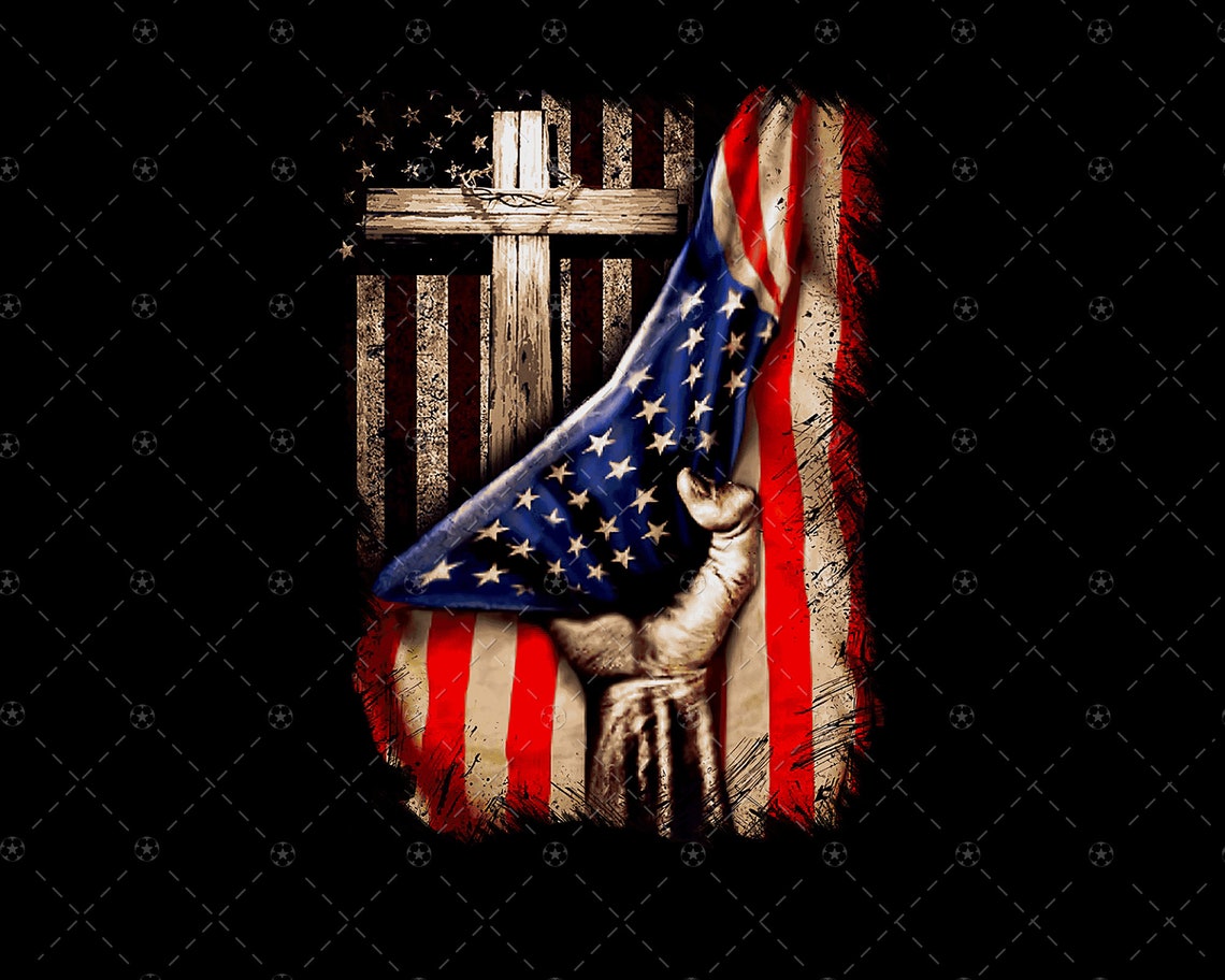 American Flag And Cross Wallpaper Cross Behind American Flag Png Fist Hand Cross Christian | Etsy