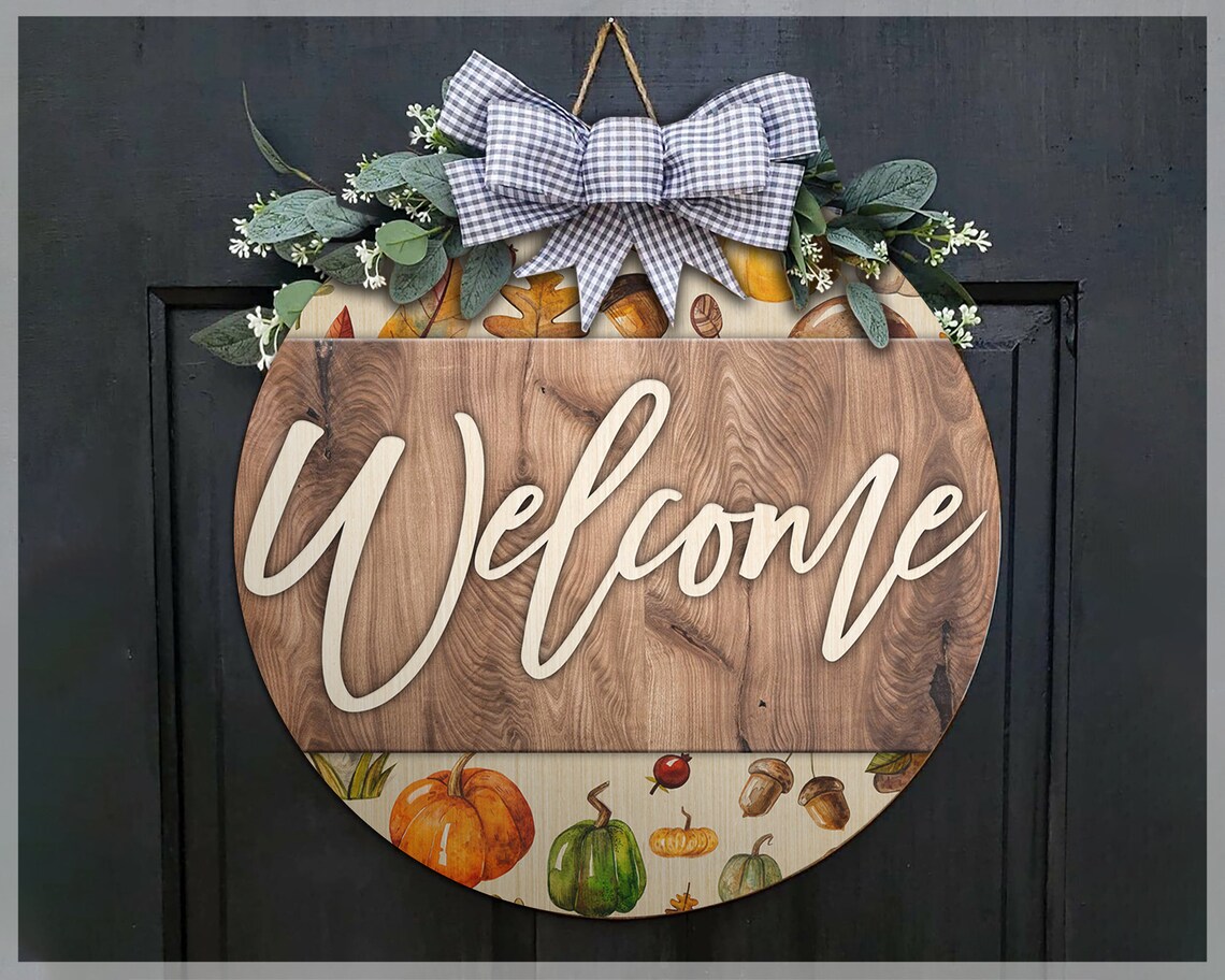 Fall Wreath Door Signs Fall Door Hanger Fall Door Etsy