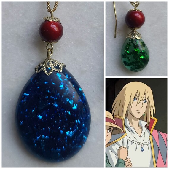 howl's moving castle necklace and earrings