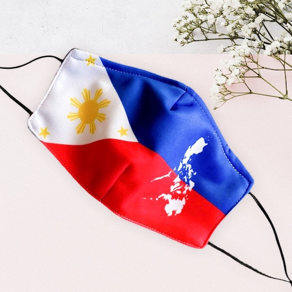 Philippine Flag Face Mask with Filter Pocket for Petite Adults and Kids, Adjustable Elastic, Nose Wire, Prints of Philippines Map