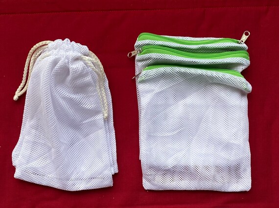 Small Laundry Mesh Bags for Face Mask, Mesh Pouch,Mesh Zipper Pouch, Two Pieces Mesh Tote Bags