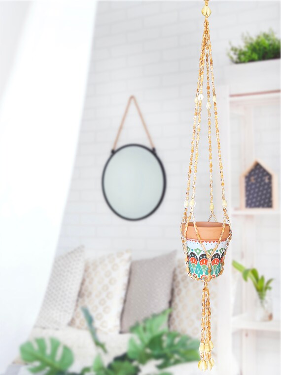 Seashell Hanging Planter Indoor and Outdoor Home Decor, Hanging Wall planters for Orchids and Succulent, Plant Lovers, Coastal Sea Shells