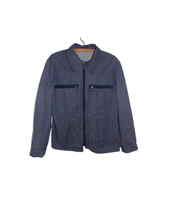 Blue military jacket of vintage french worker work