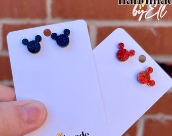 Mouse face stud or clip-on earrings