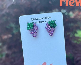 Glitter grape stud earrings