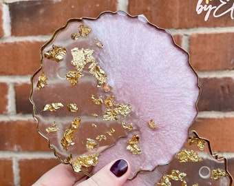 Blush pink and gold agate style coaster