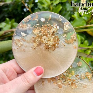 Cream and gold circle resin coaster