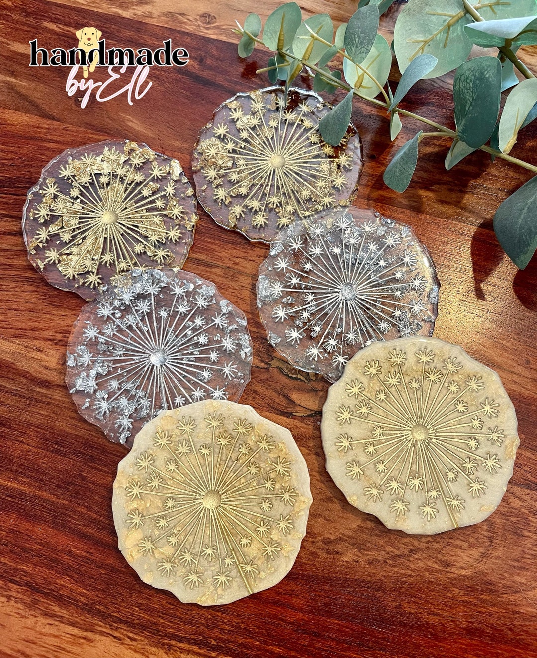 Dandelion Burst Resin Coaster Etsy UK