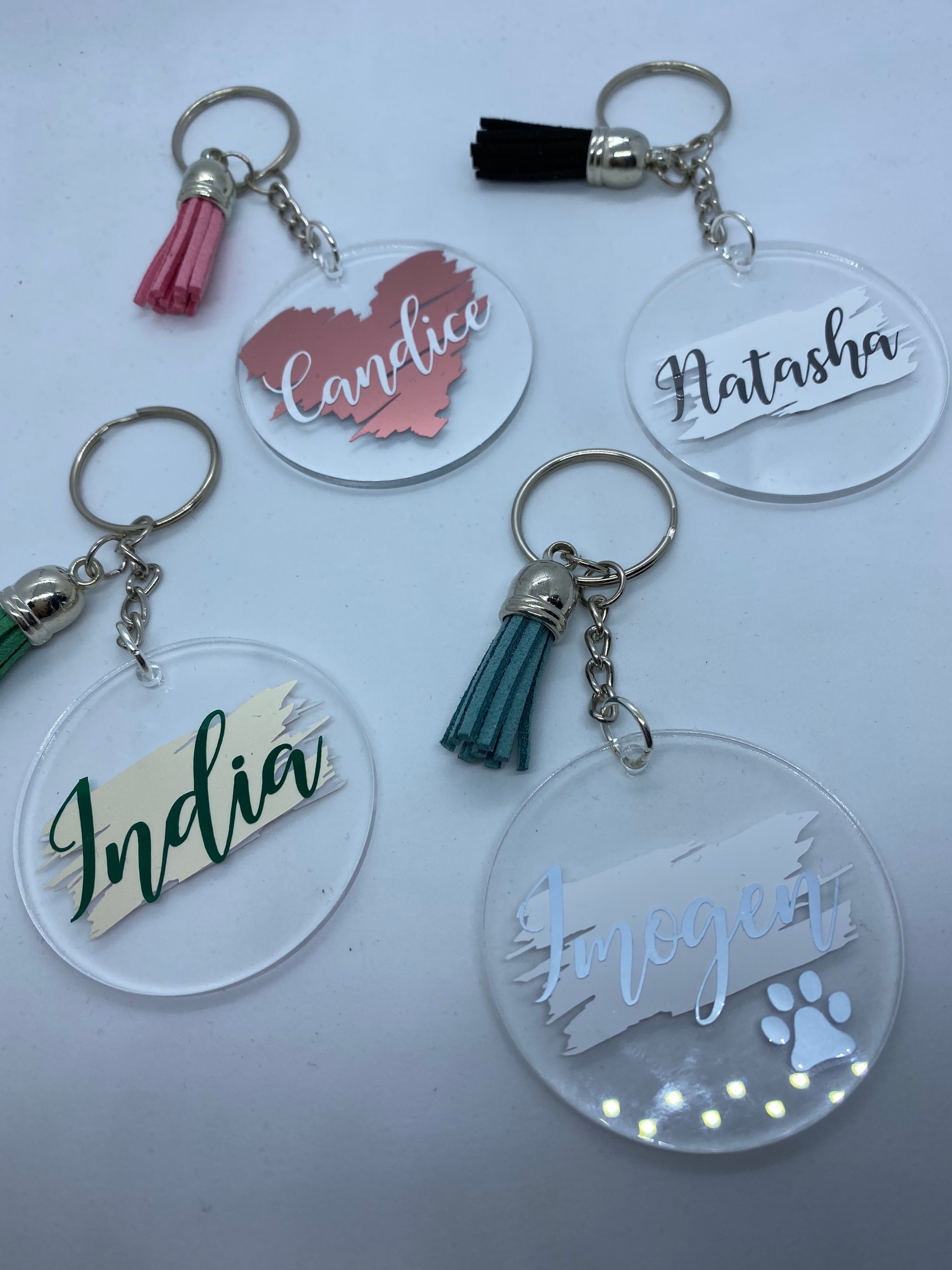 Acrylic Personalised Name Keyring Keychain Vinyl Handmade | Etsy