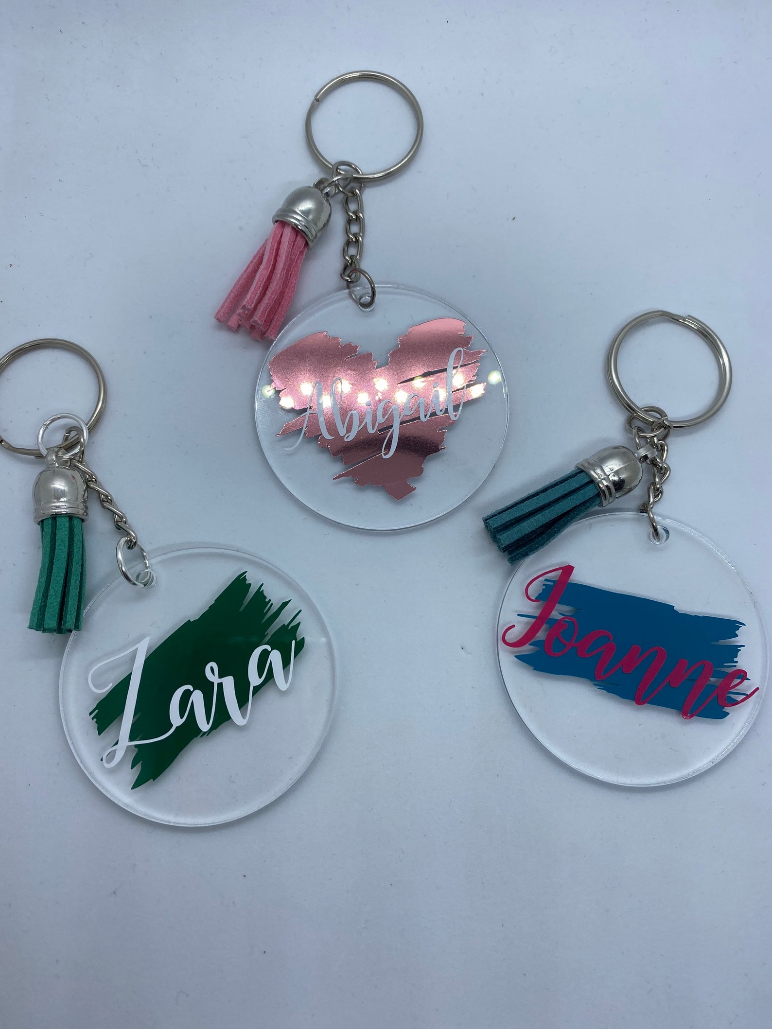 acrylic personalised name keyring keychain vinyl handmade