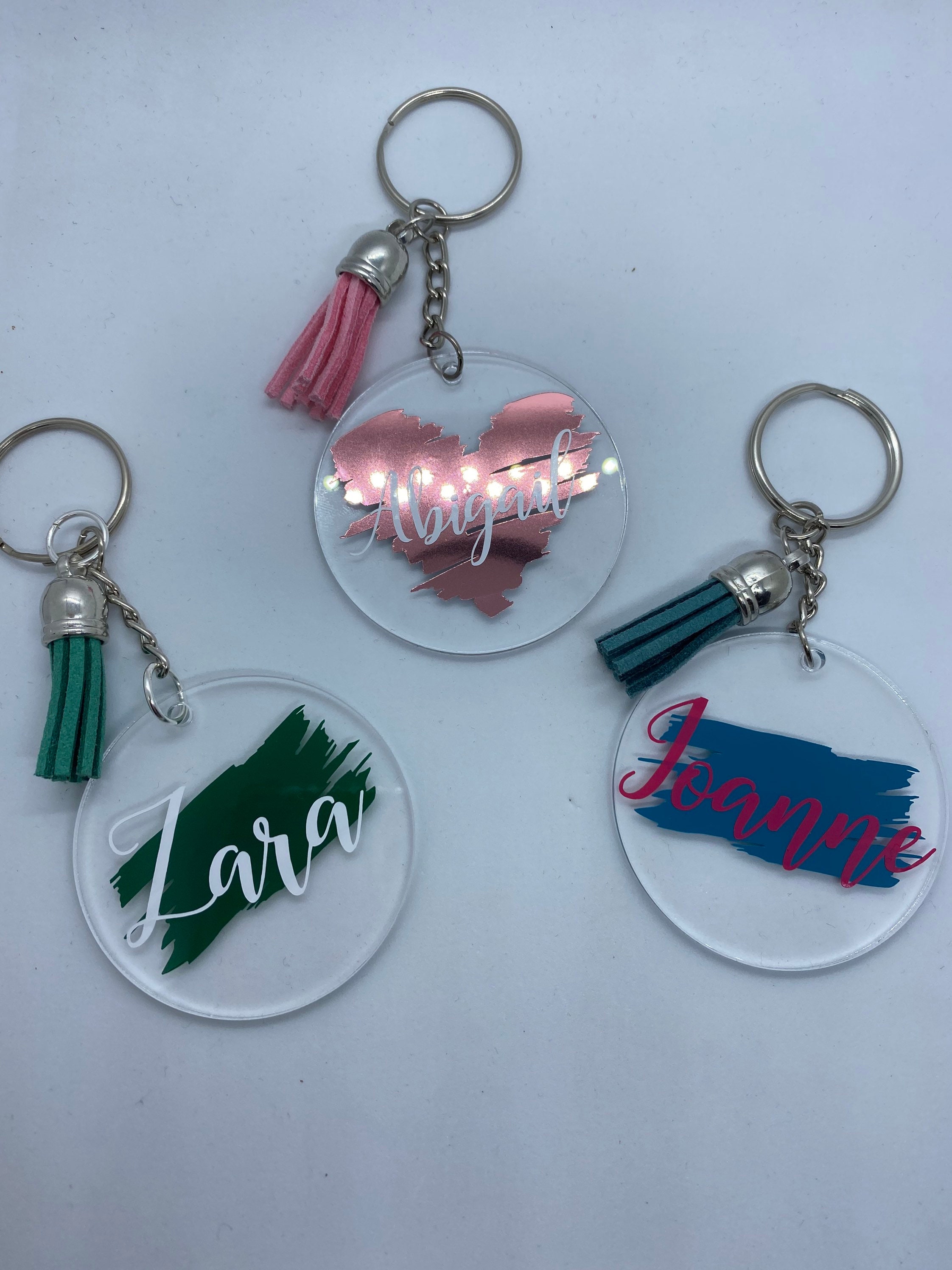 Acrylic Personalised Name Keyring Keychain Vinyl Handmade Etsy