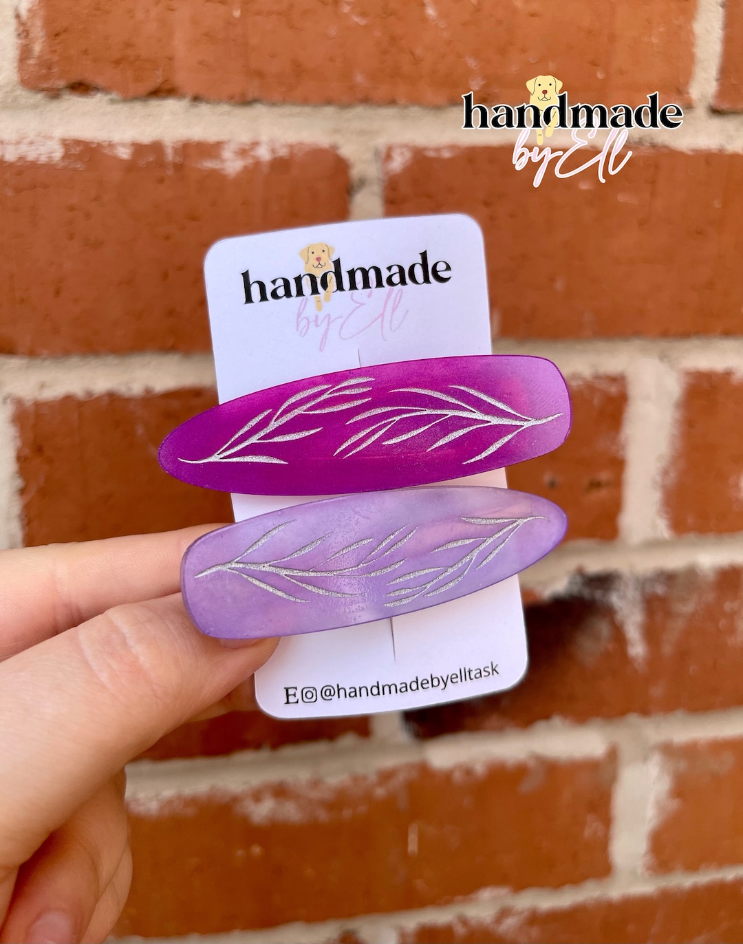 Purple Hair Clips With Leaf Design Set of 2 Etsy