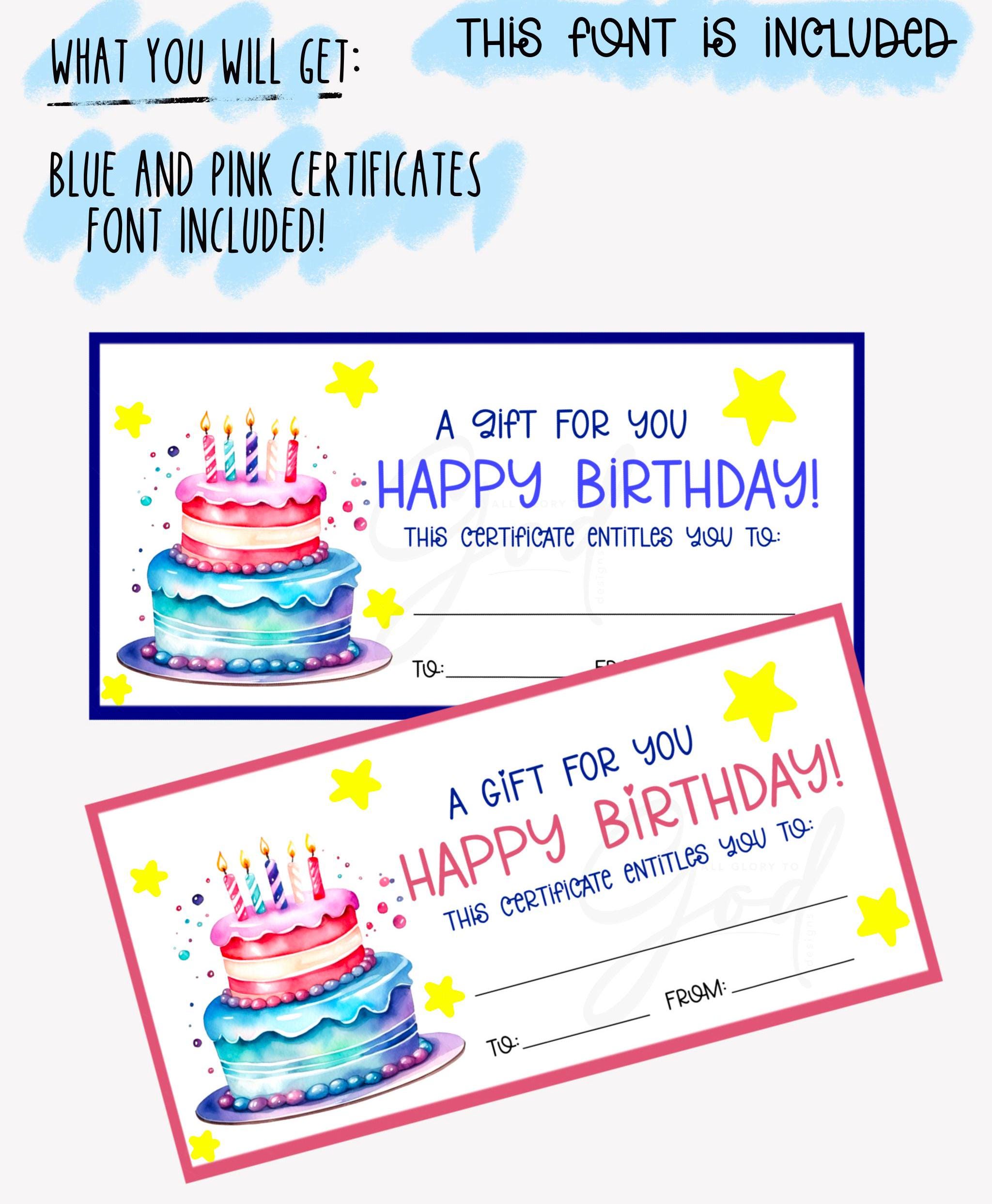 Printable Kids Birthday Gift Certificate Template,voucher Template,kids