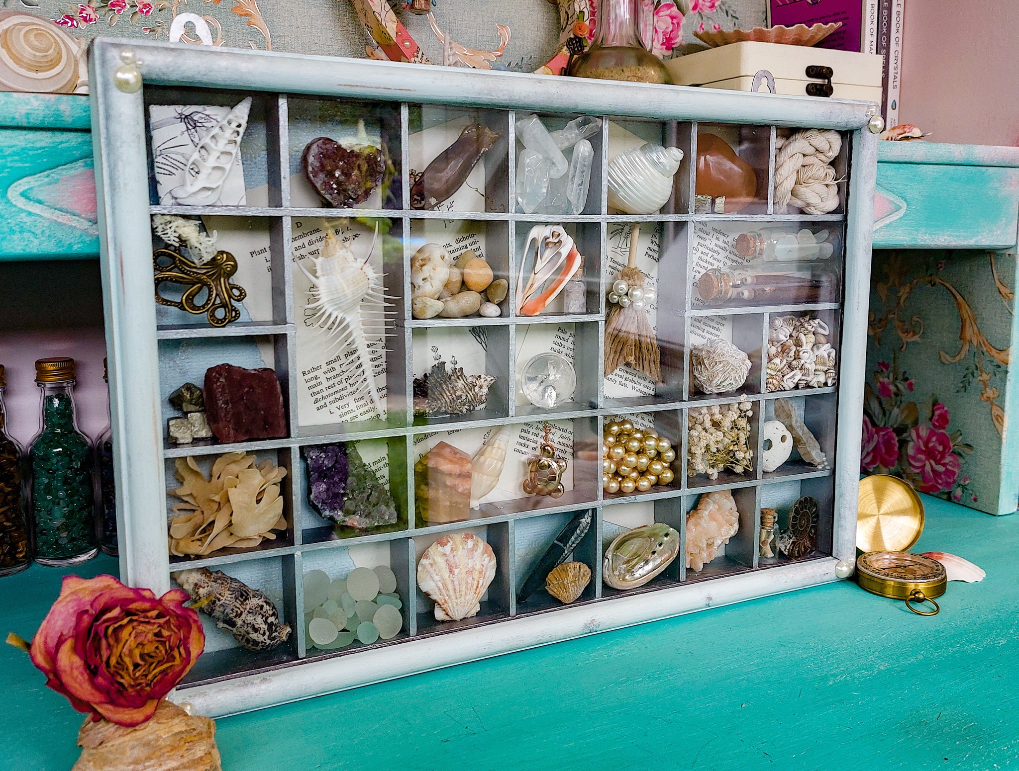Vintage Sea Witch Shadow Box, Framed Seashell and Crystal Beach Art ...