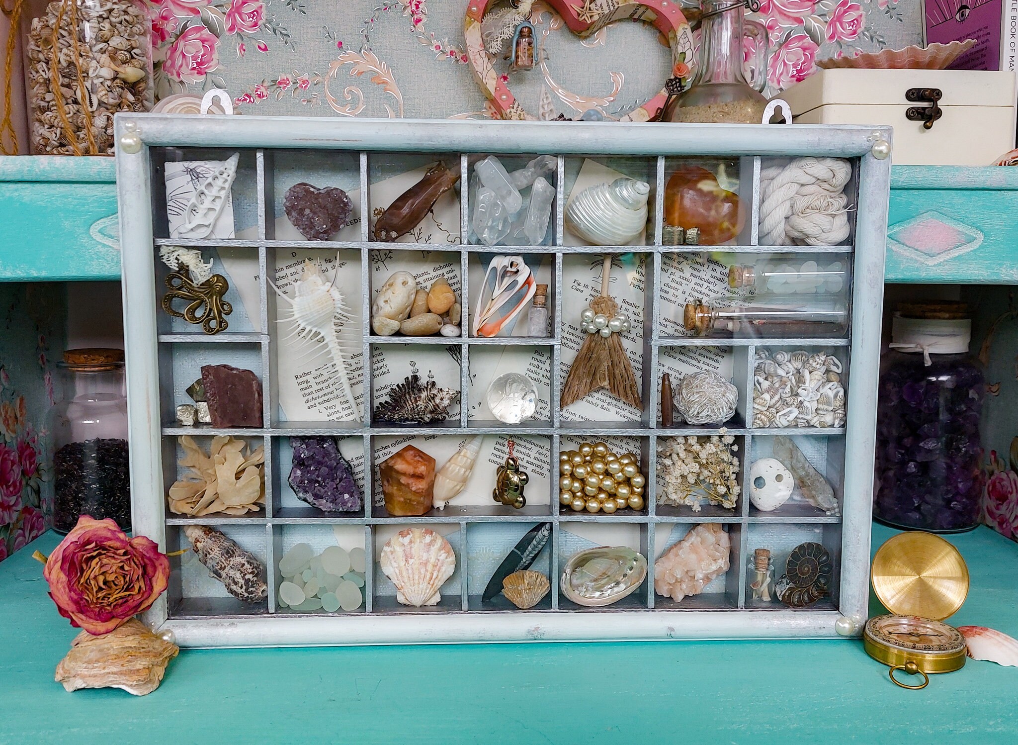 Vintage Sea Witch Shadow Box, Framed Seashell and Crystal Beach Art ...