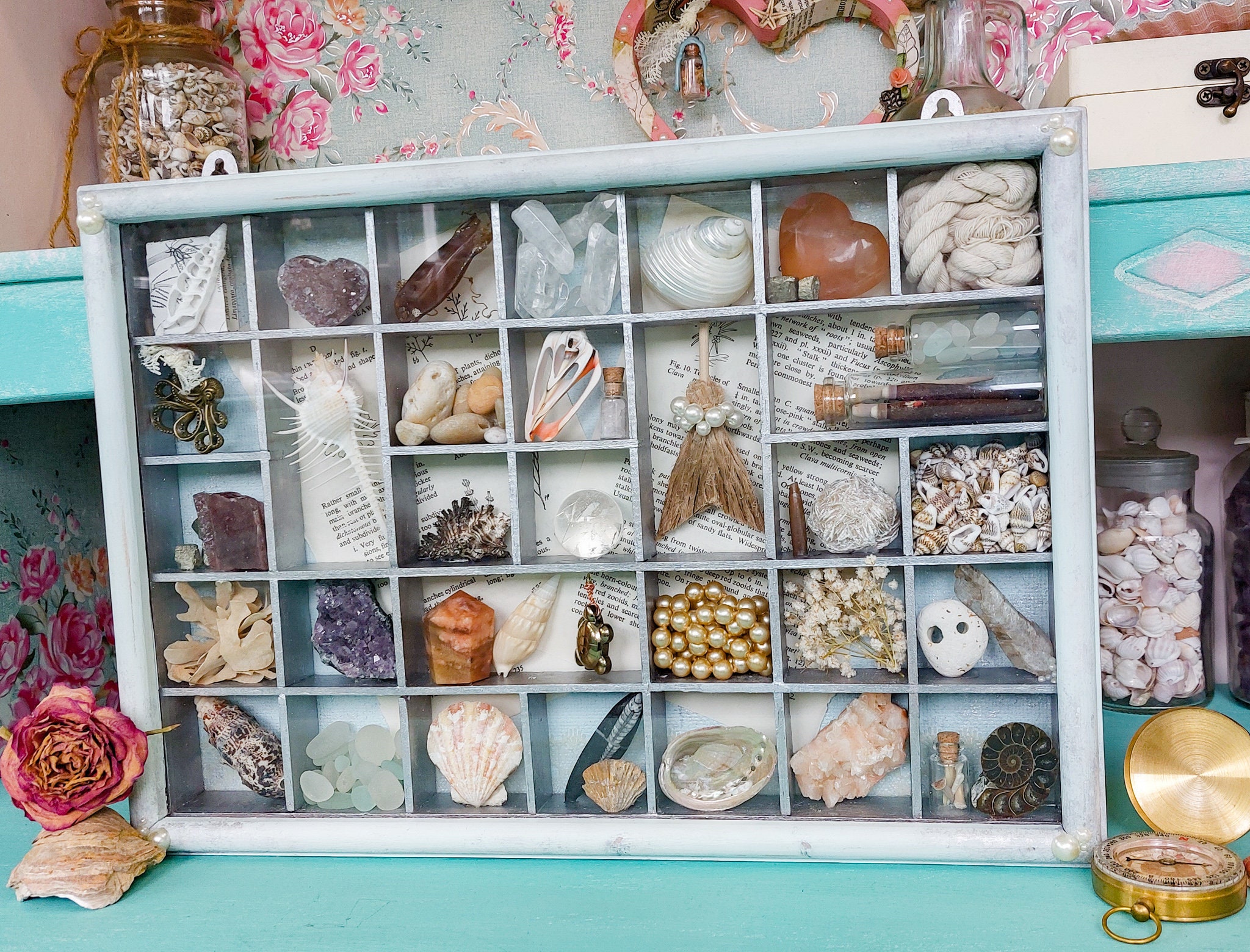 Vintage Sea Witch Shadow Box, Framed Seashell and Crystal Beach Art ...