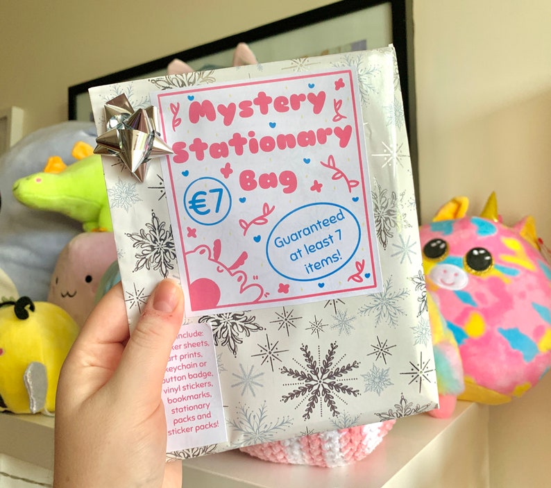 Mystery Stationary Lucky Bag Stickers Prints Bookmarks Keychains Badges