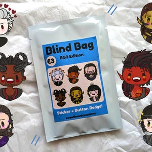 BG3 Baldurs Gate Inspired Blind Bag ~ Button Badges ~ Stickers ~ Lucky Dip Bag ~ Fandom ~Mystery Bag ~ DND Gift ~ Random Bag ~ Kawaii Art