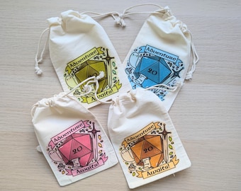 D20 Adventure Awaits DND Cotton Dice Bag