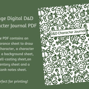 D&D Character Journal Digital PDF ~ Dungeons and Dragons 5e Journal ~ DND ~ Nature ~ Printable ~ Digital Download