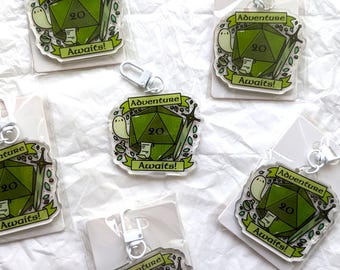 Adventure Awaits D20 Acrylic Keychain