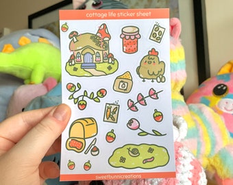 Mushroom Cottage Sticker Sheet ~ Cottagecore ~ Mushrooms ~ Nature ~ Cute Stickers ~ Kawaii Stationary ~ Handmade Stationary ~ Journalling