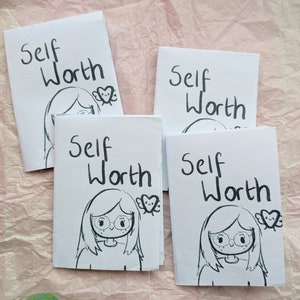 Self Worth Mini Zine ~ 1 Page Zine ~ Lighthearted ~ Heartwarming Zine ~ Mental Health Zine ~ Handmade Zines