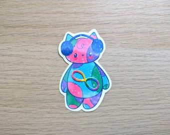 Pegatina holográfica de gato del orgullo autista