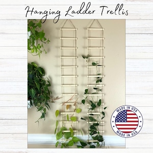 Hanging Wood Trellis for Indoor Plants, Wall Ladder for Climbing Plants, Plant Lover Gift
