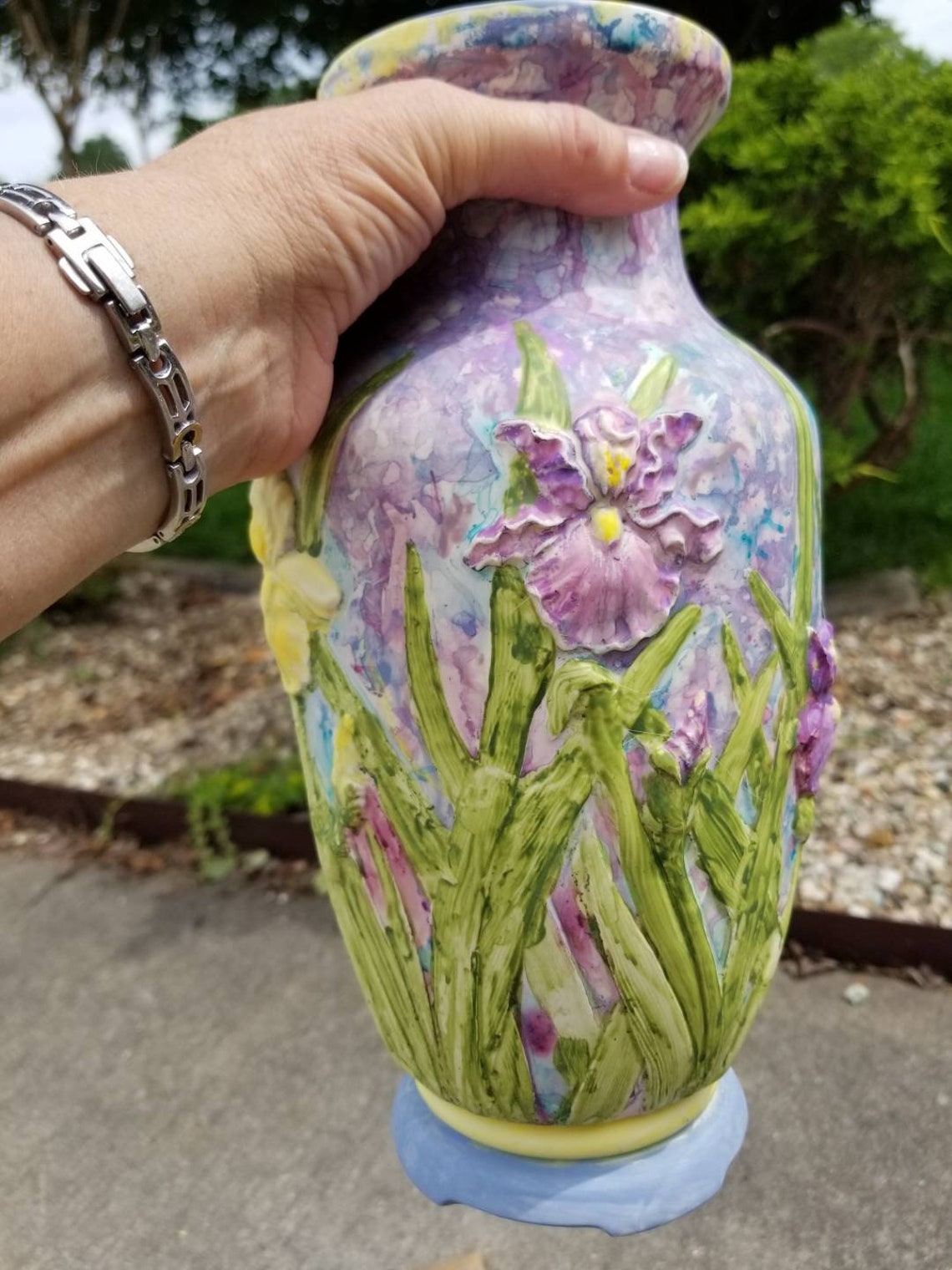 Vase floral à vase à iris multiples peint à la main vase Etsy