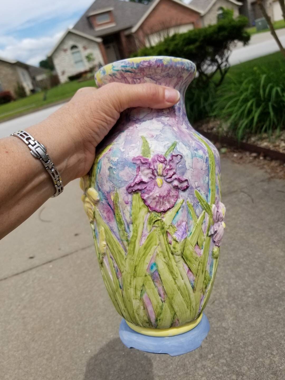 Vase floral à vase à iris multiples peint à la main vase Etsy