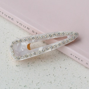 2 pc Rhinestone Resin Teardrop Hair Clip | Hair Clip for Wedding Guest | Crystal Hair Accessory | Hair Clip for Fine Hair | Occasion Hair