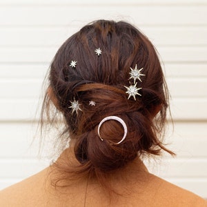 Vintage Moon Star Hair Pins - 3 Piece Set | Celestial Wedding Hair | Celestial Hair Accessory | Celestial Hair Clip | Wedding Hair Accessory