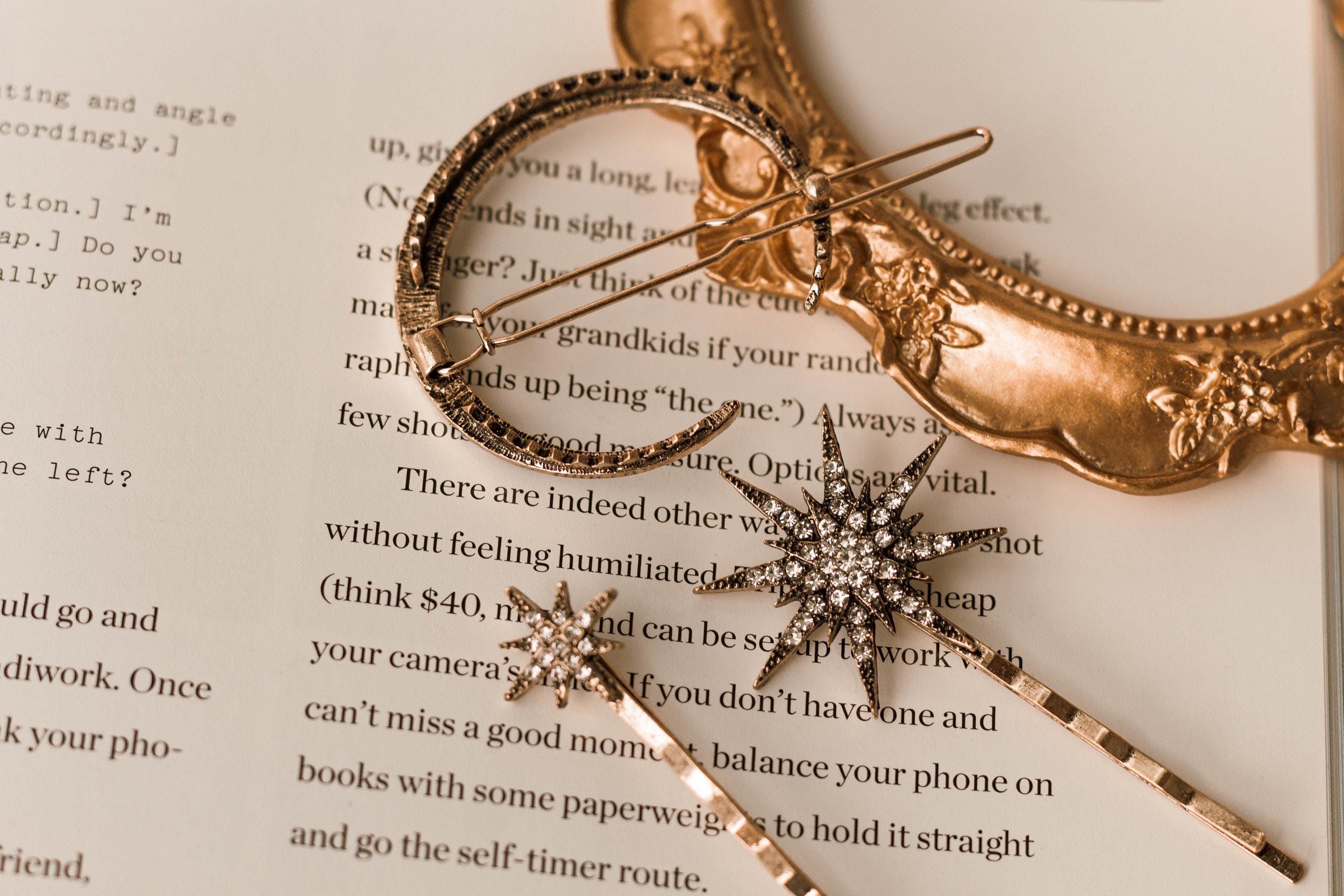 Vintage Moon Star Hair Pins - 3 Piece Set | Celestial