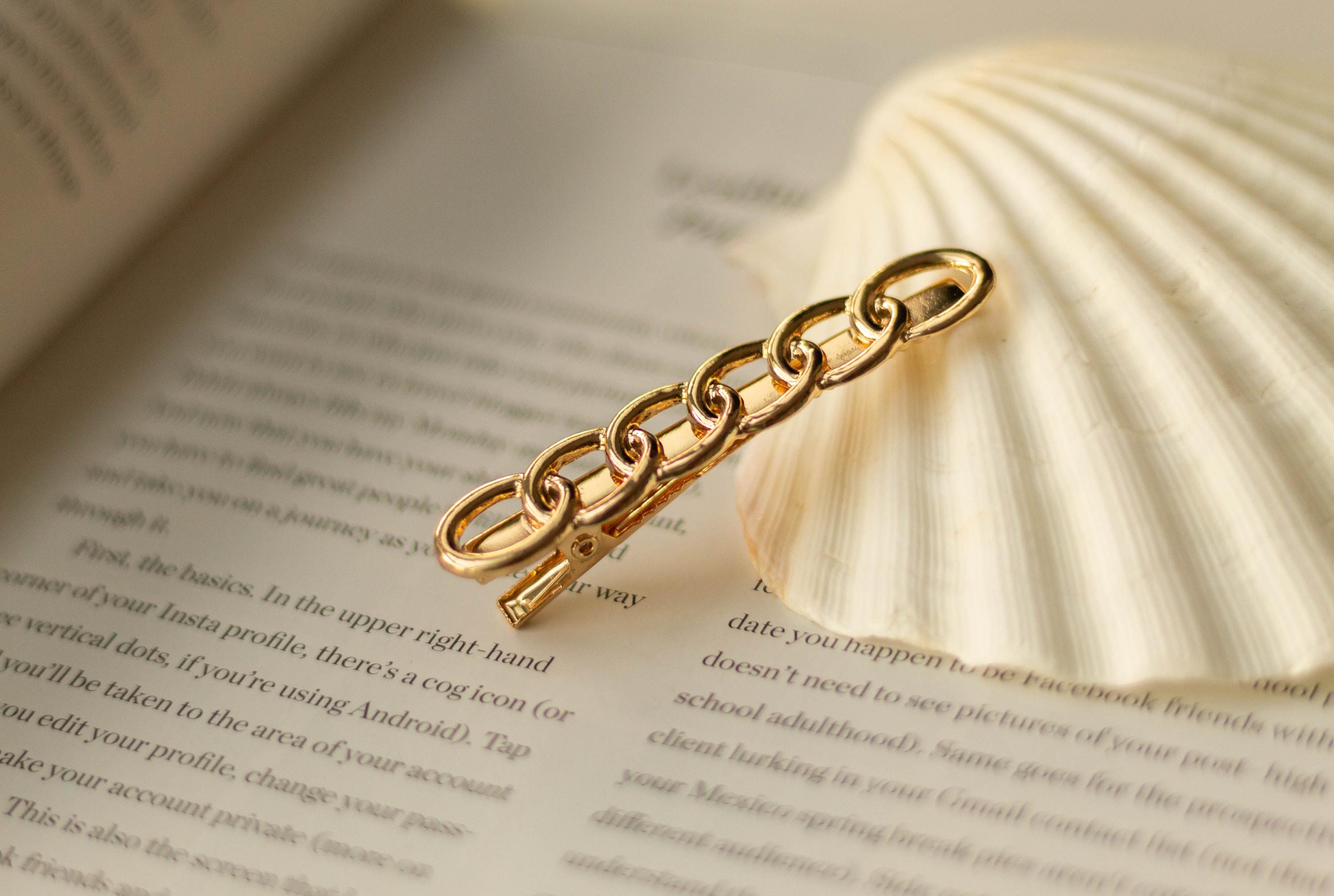 Gold Tone Chain Link Hair Clips 2 Pack Zoë Chicco 14k Two Tone Gold Small Paperclip Chain Necklace main image 2