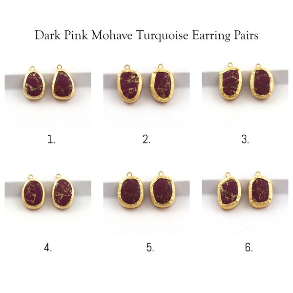 Bijoux de fabrication de boucles d’oreilles turquoise en cuivre Mojave, bijoux plaqués or, paires de boucles d’oreilles turquoise en cuivre rose foncé, bijoux de boucles d’oreilles DIY. (B-4441)
