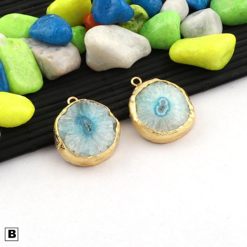 Natural Solar Quartz Earring Pairs Making Earring Jewelry Supply Findings Earring Connectors Pairs Sky Blue Solar Quartz Earring B-3704